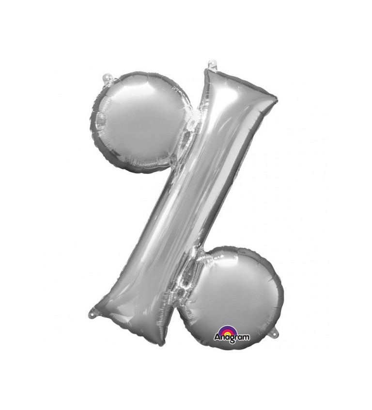 Fóliový balónek znak procento, stříbrný, 33cm