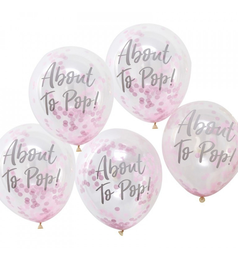 Balónek s růžovými konfetami