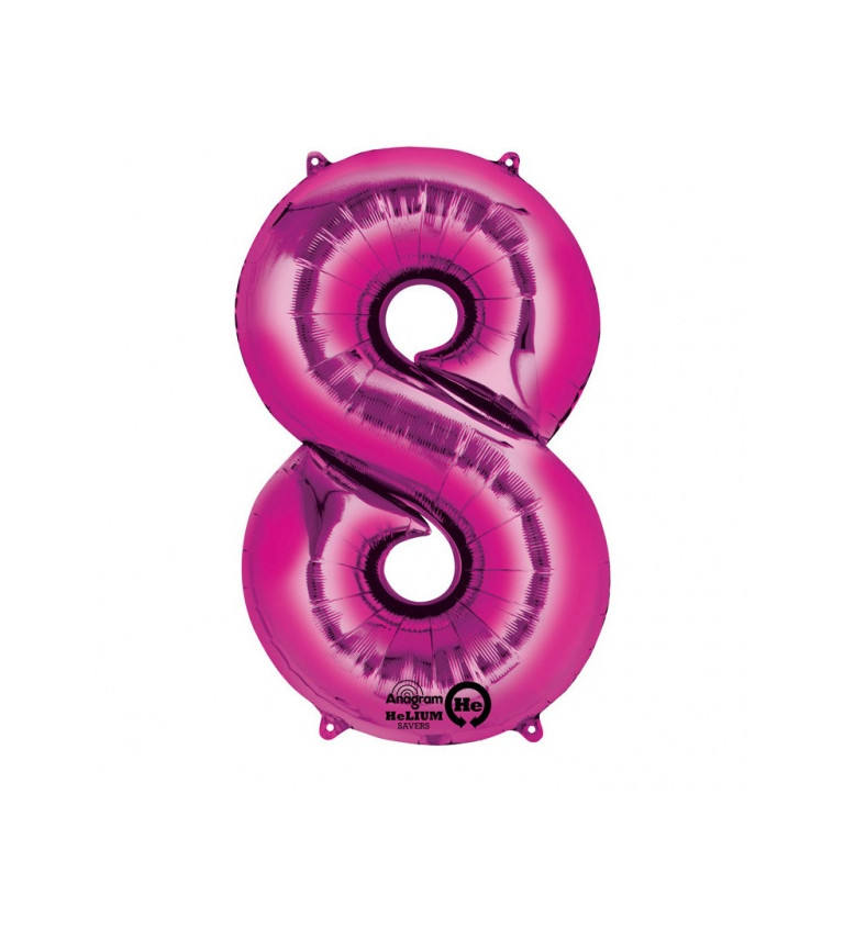 Fóliový balónek číslo 8, růžový, 83cm