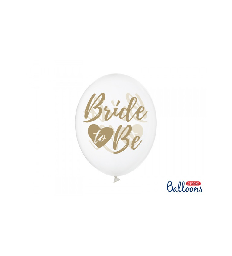 Latexové balónky 30 cm bílé Bride to be, 6 ks