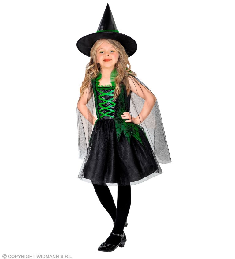 Dívčí kostým čarodějka zelená