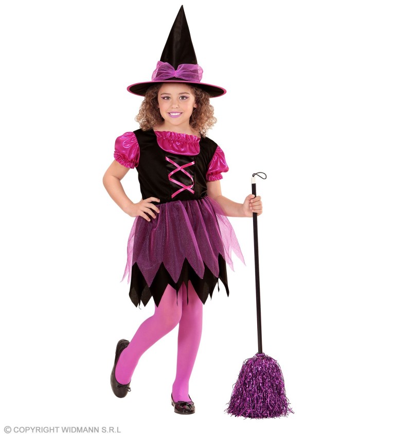 Dětský kostým Malá čarodějnice - růžová