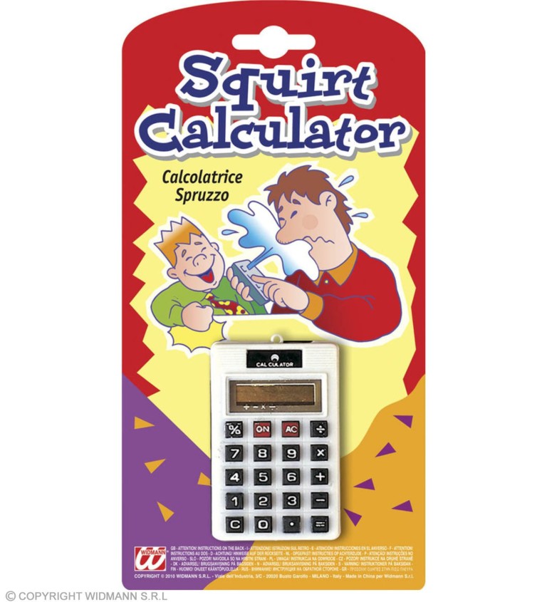 Stříkací kalkulačka žertík