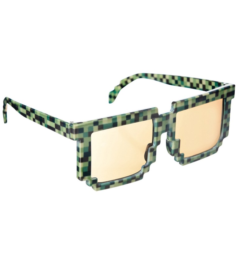 Zábavné brýle zelené pixely