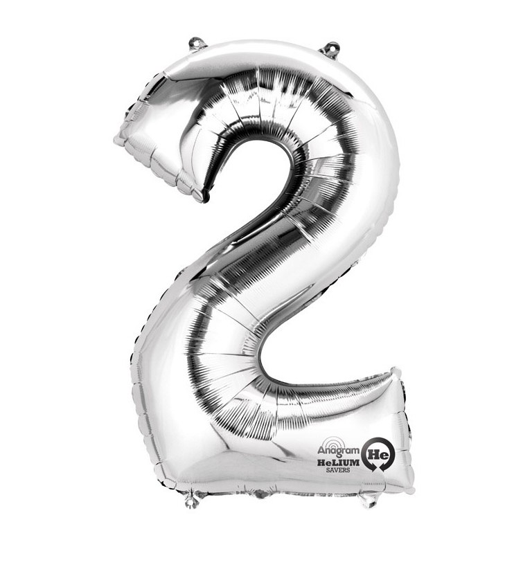 Stříbrný velký fóliový balónek - číslo 2