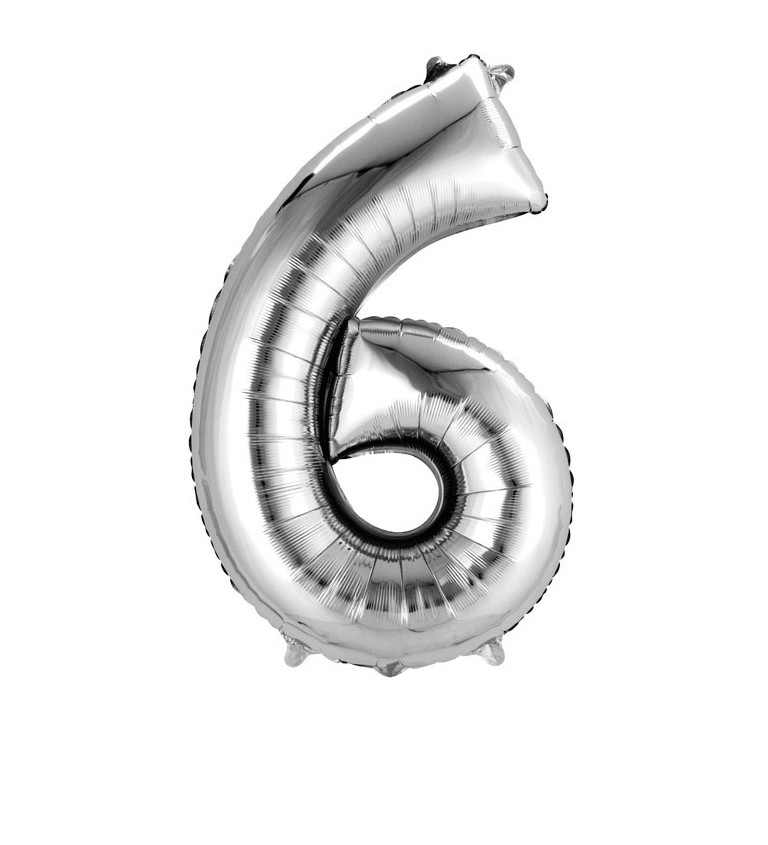 Stříbrný velký fóliový balónek - číslo 6