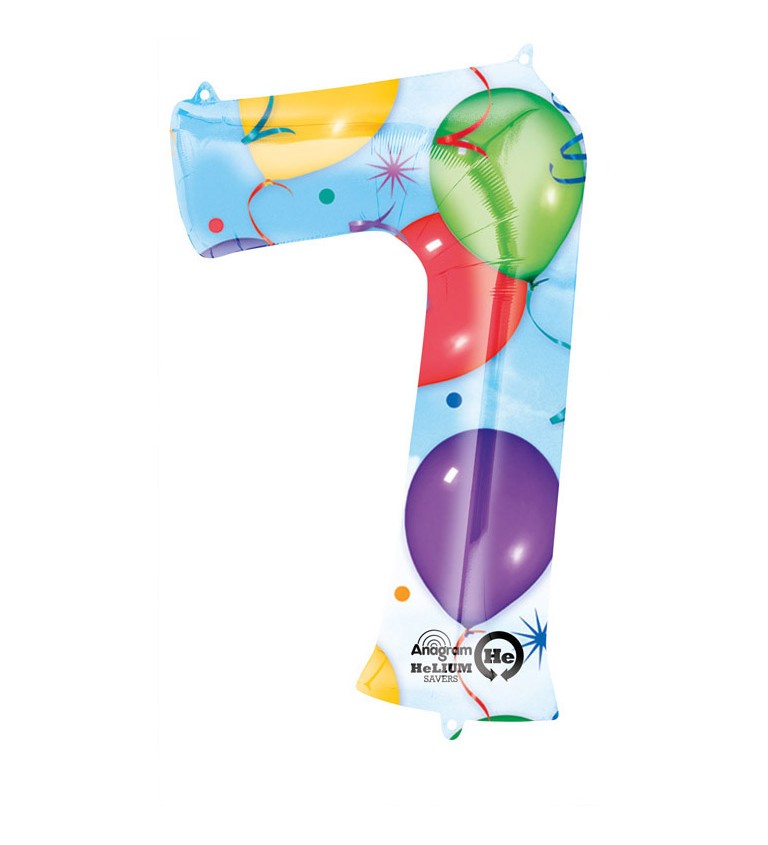 Barevný fóliový balónek - číslo 7