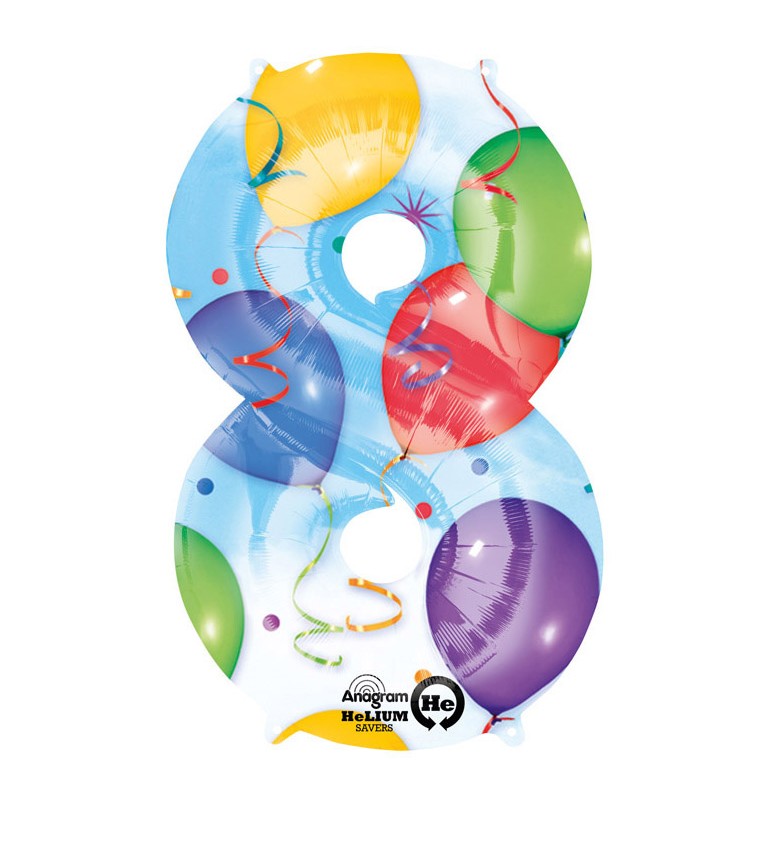 Barevný fóliový balónek - číslo 8
