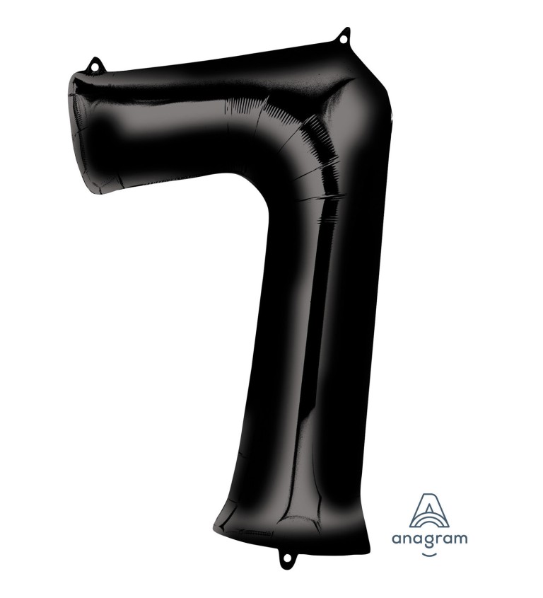 Fóliový balónek číslo 7, černý, 88 cm