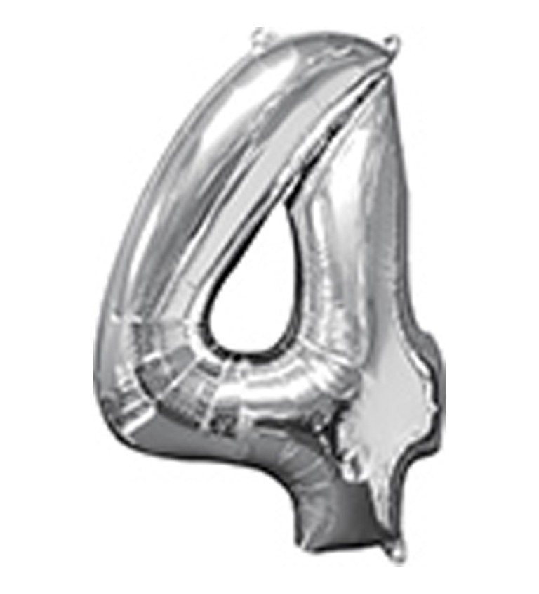Stříbrný střední fóliový balónek - číslo 4