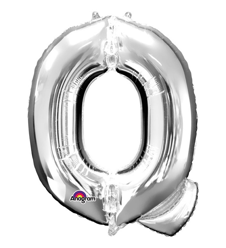 Stříbrný fóliový balónek Q