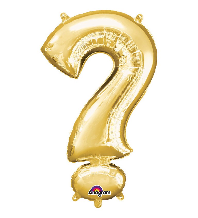 Fóliový balónek znak otazník, zlatý, 33 cm