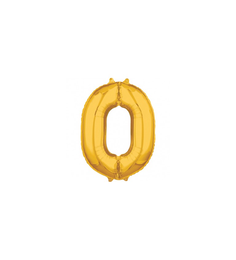Zlatý střední fóliový balónek - číslo 0