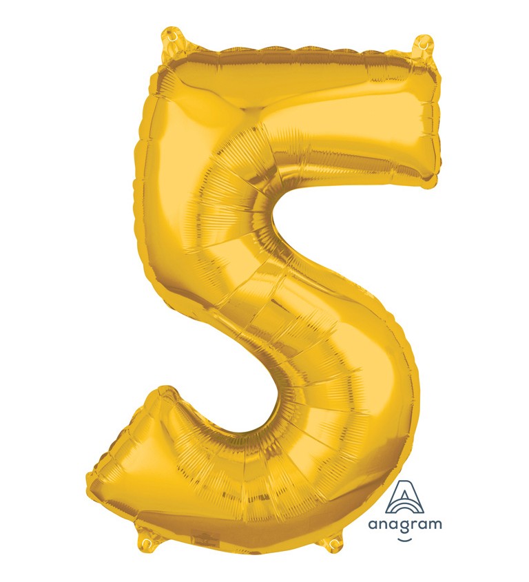 Fóliový balónek číslo 5, zlatý, 66 cm