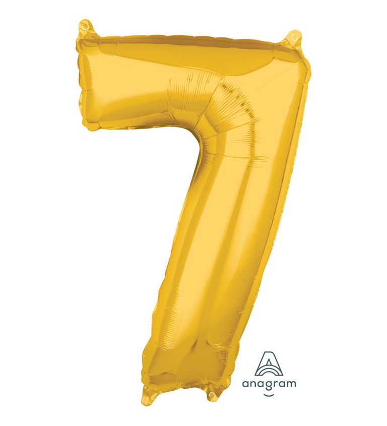 Fóliový balónek číslo 7, zlatý, 66 cm
