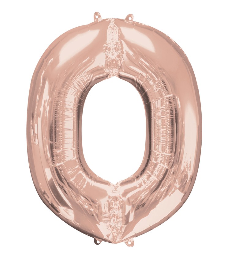 Růžovo-zlatý fóliový balónek O