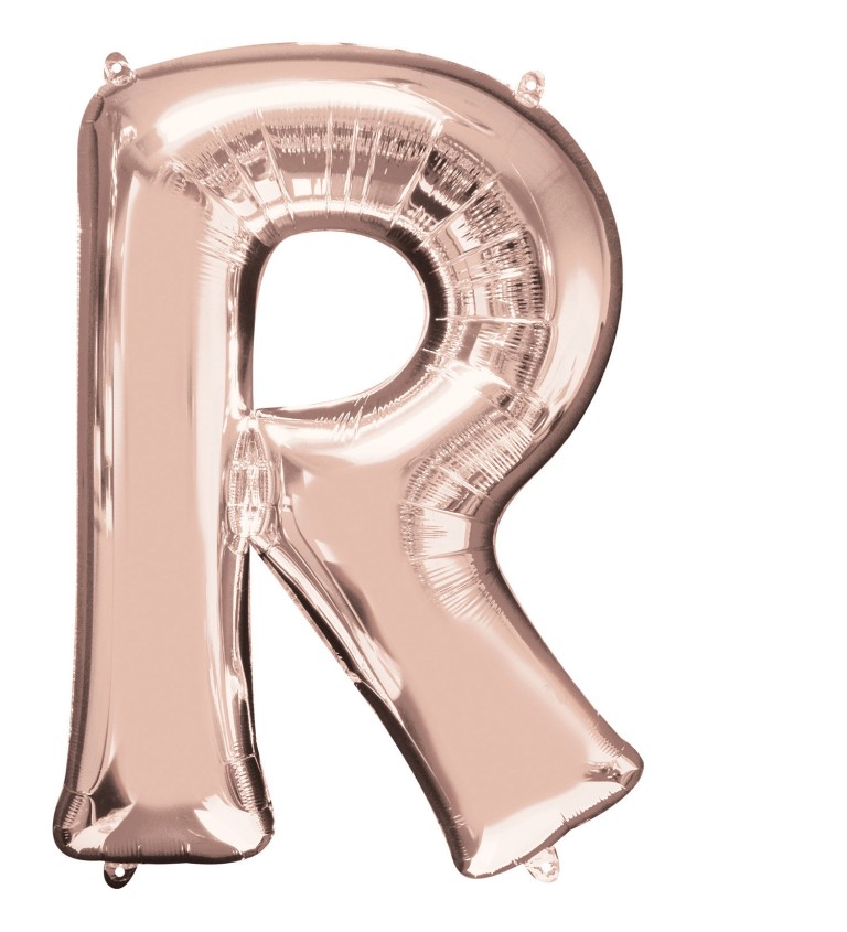 Růžovo-zlatý fóliový balónek R