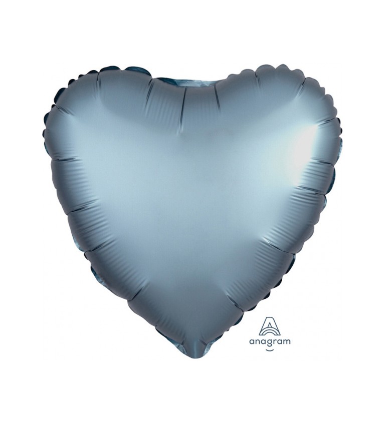 Fóliový balónek - srdce modrošedý