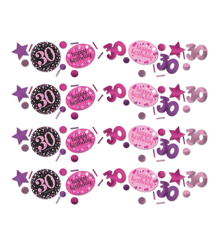 Růžové narozeninové konfety 30