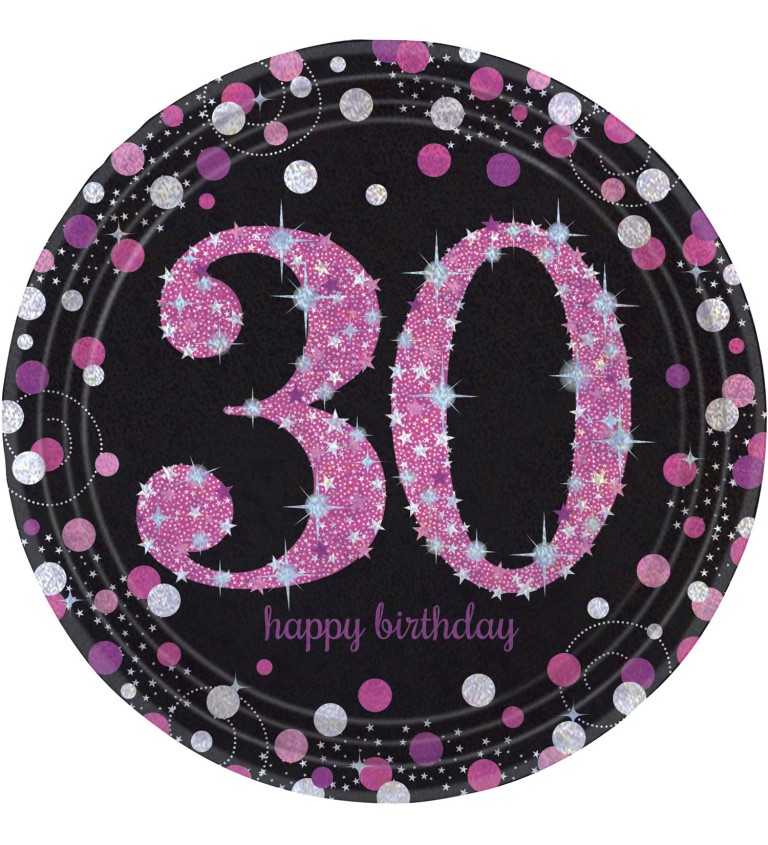 Růžové párty talířky 30 let