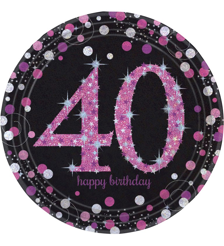 Růžové párty talířky - 40 let