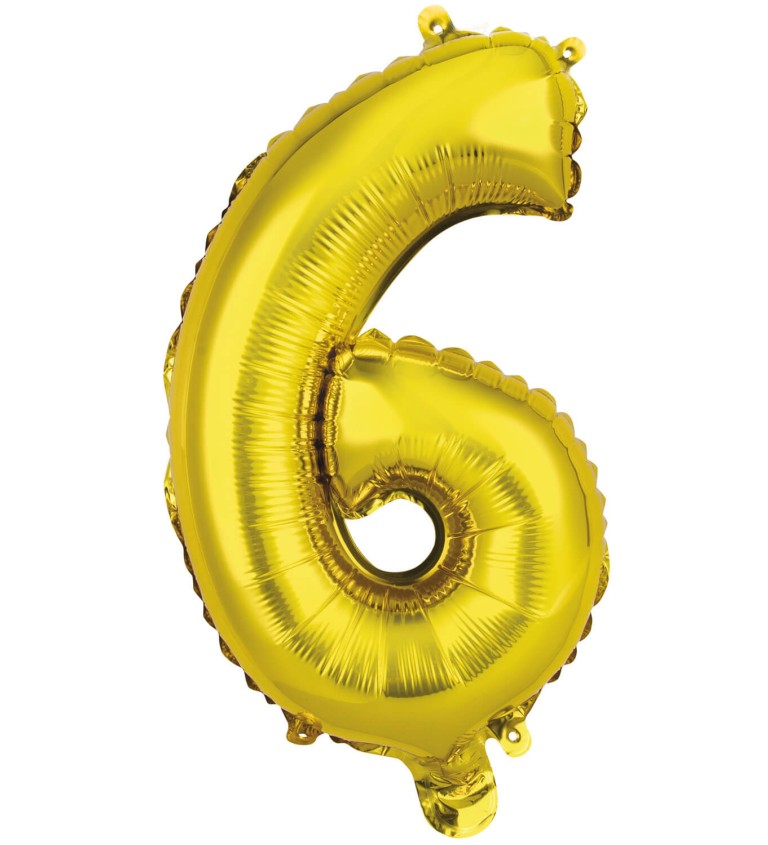 Fóliový balónek číslo 6, zlatý, 35cm