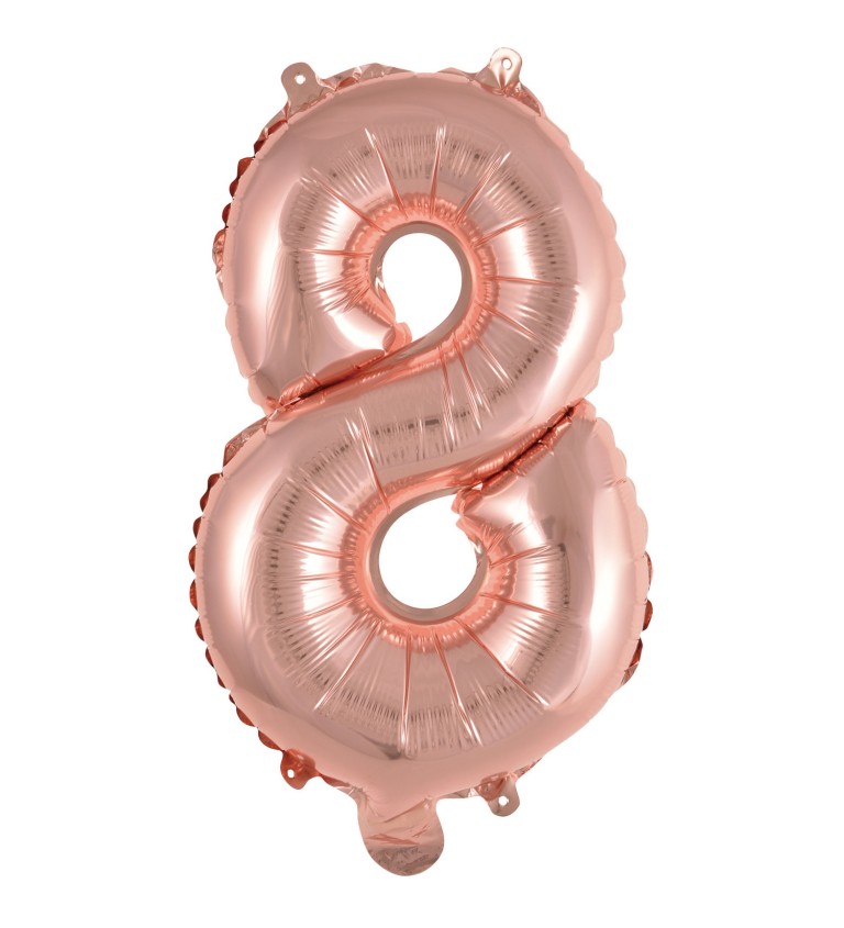 Fóliový balónek číslo 8, růžově zlatý, 35cm