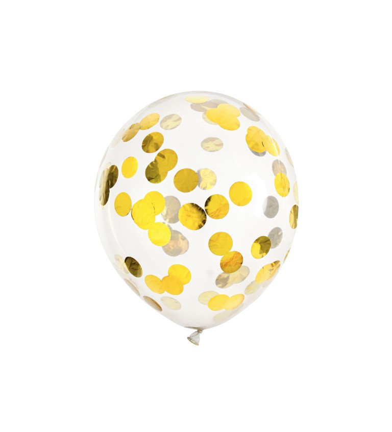 Latexové balónky 30 cm zlaté konfety, 6 ks