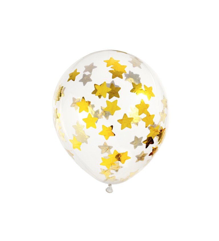 Latexové balónky 30 cm zlaté hvězdičky, 6 ks