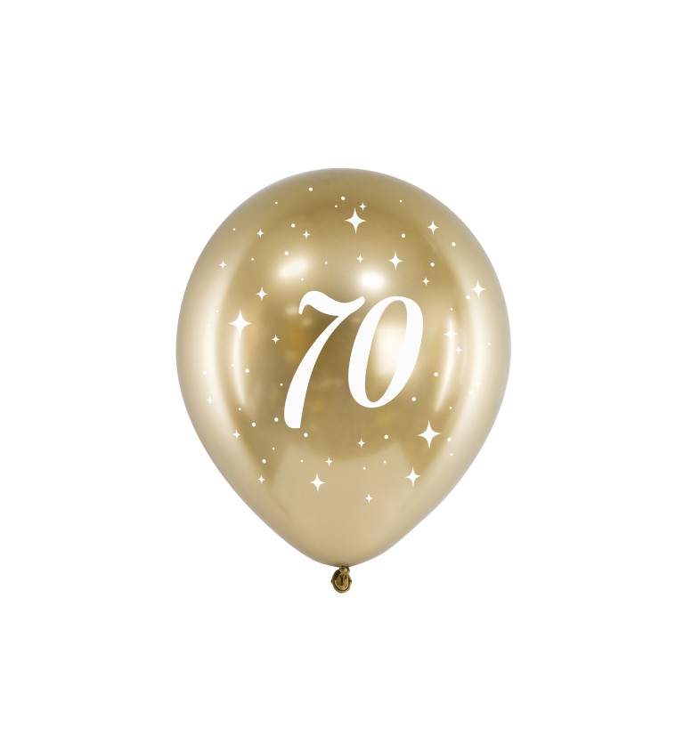 Latexové balónky 30 cm číslo 70, zlaté,6 ks