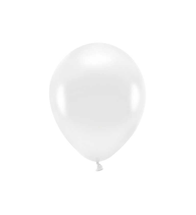EKO Latexové balónky 26 cm metalické, bílé,  10 ks