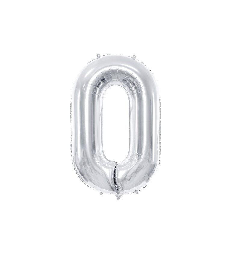 Fóliový balónek číslo 0, stříbrná