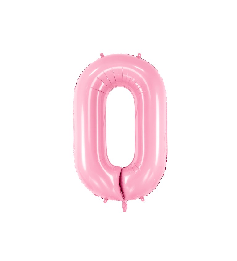 Fóliový balónek číslo 0, růžový, 86cm