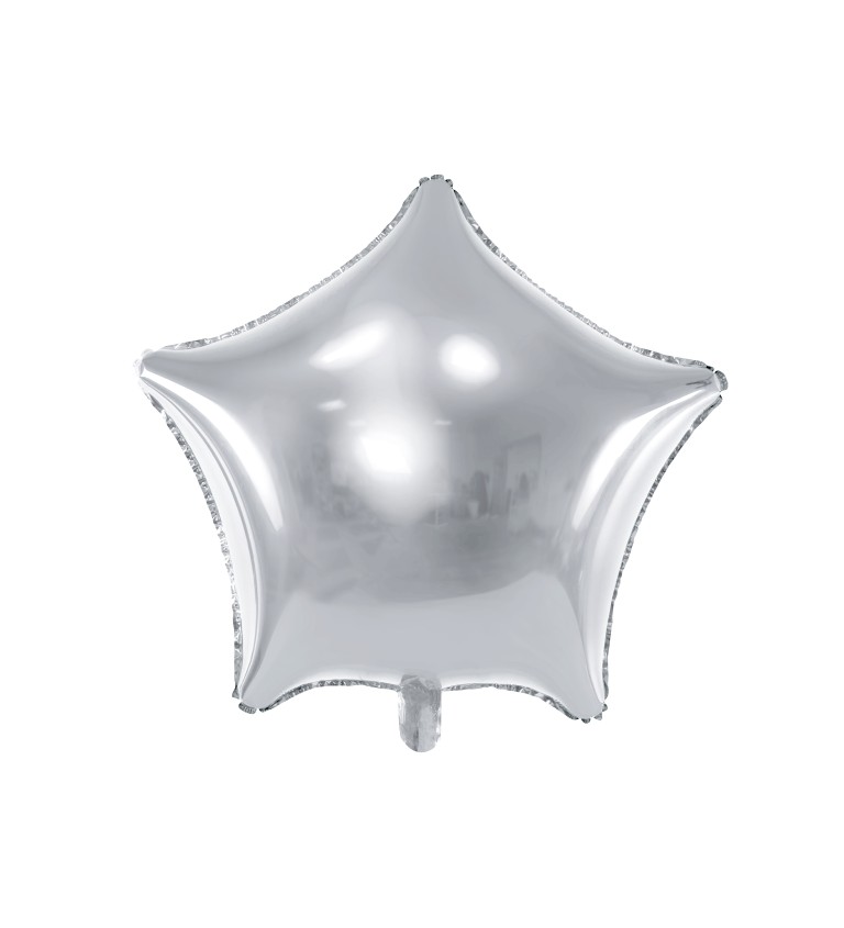 Fóliový balónek hvězda - stříbrný