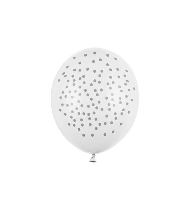 Latexové balónky 30 cm pastelové, stříbrné puntíky, 6 ks