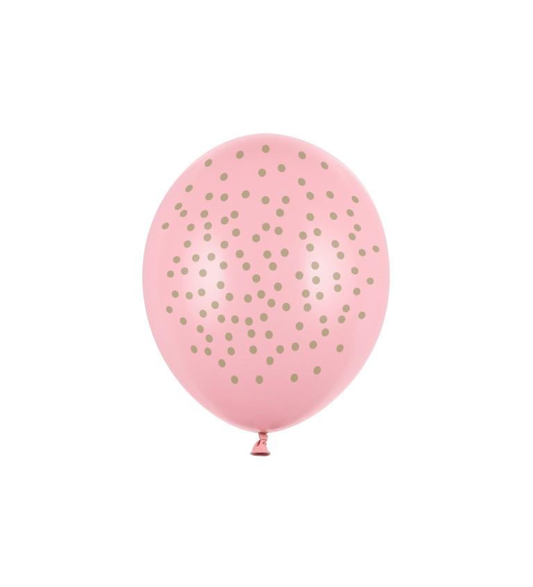 Světle růžové balónky se stříbrnými puntíky