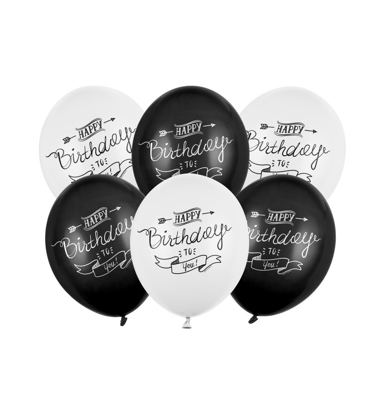 Latexové balónky 30 cm Happy Birthday, 6 ks