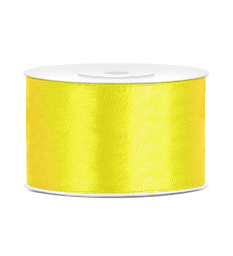 Saténová stuha žlutá 38 mm