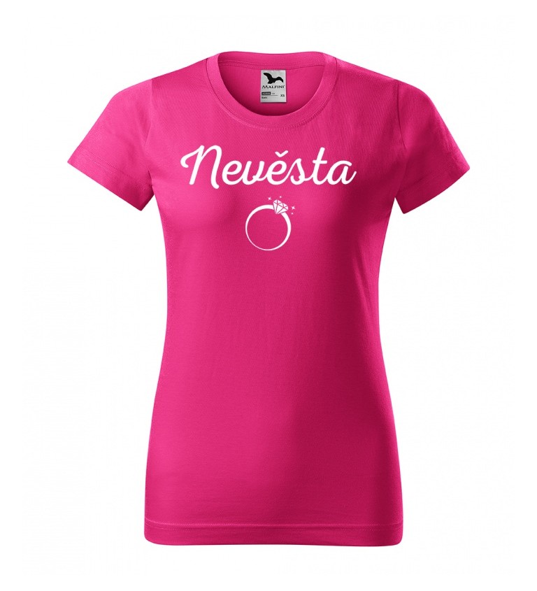 Tričko růžové s nápisem Nevěsta - prstýnek