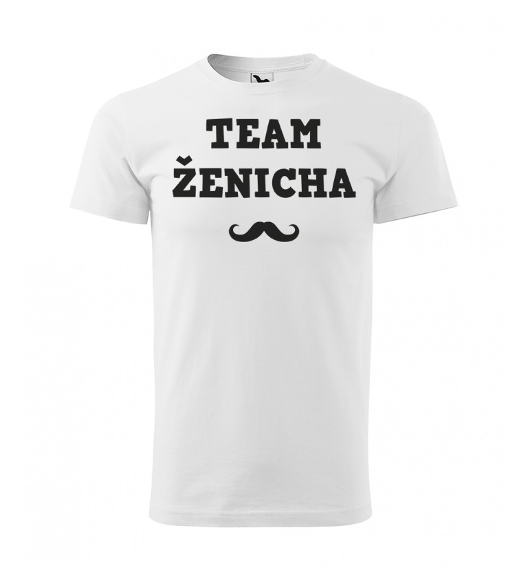 Bílé pánské tričko Team Ženich - knírek
