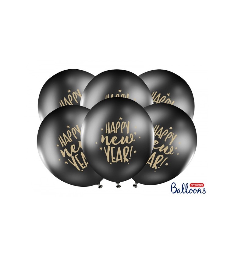 Balónky Happy New Year černo-zlaté