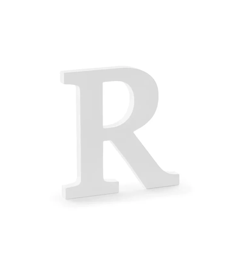 Písmeno R ze dřeva v bílé barvě