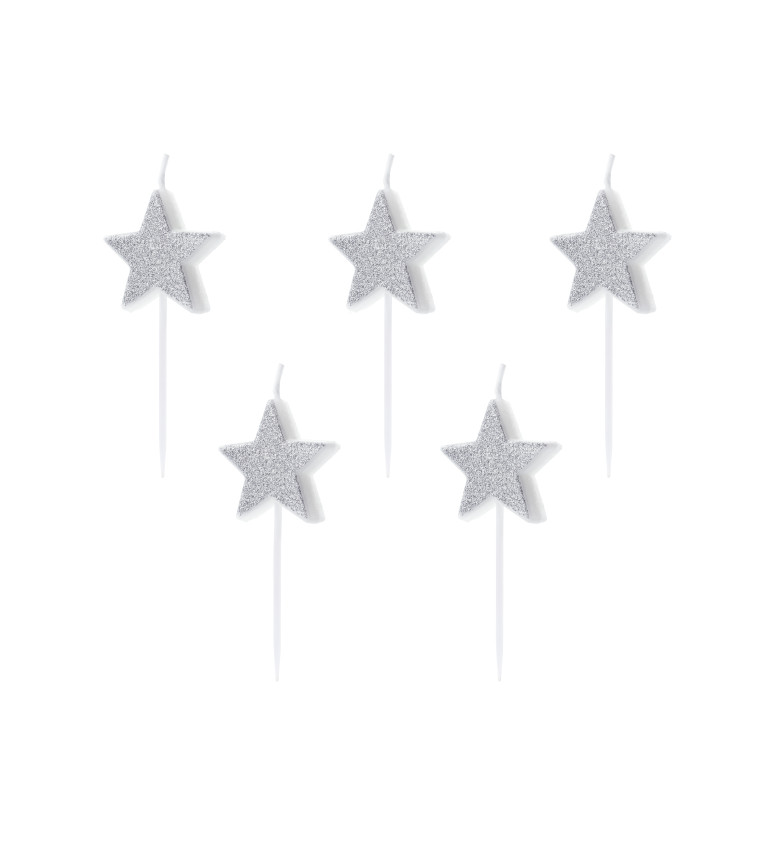 Set malé svíčky - stříbrné hvězdy