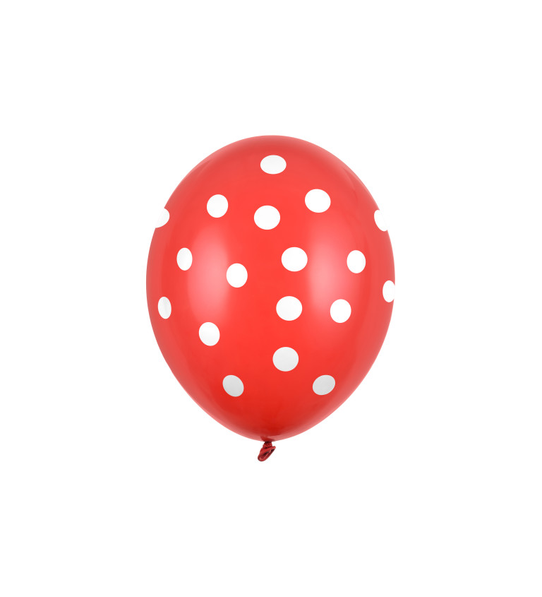 Latexové balónky červené s puntíky - 6 ks