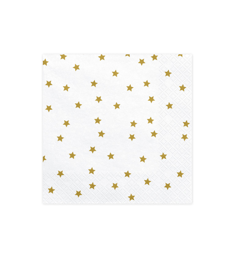 Bílé papírové ubrousky zlaté hvězdy