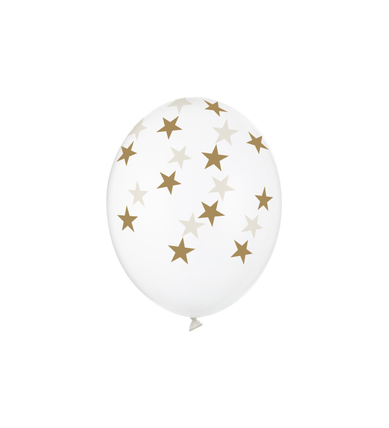 Latexové balónky 30 cm hvězdy zlaté, 6 ks