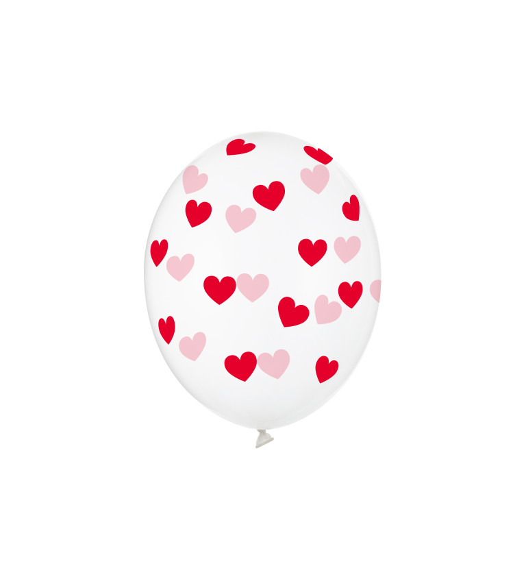 Latexové balónky 30 cm červené srdce, 6 ks