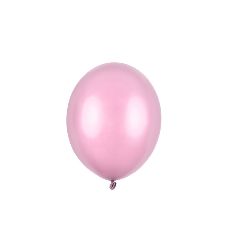 Latexové balónky 27 cm metalické, světle růžové, 10 ks