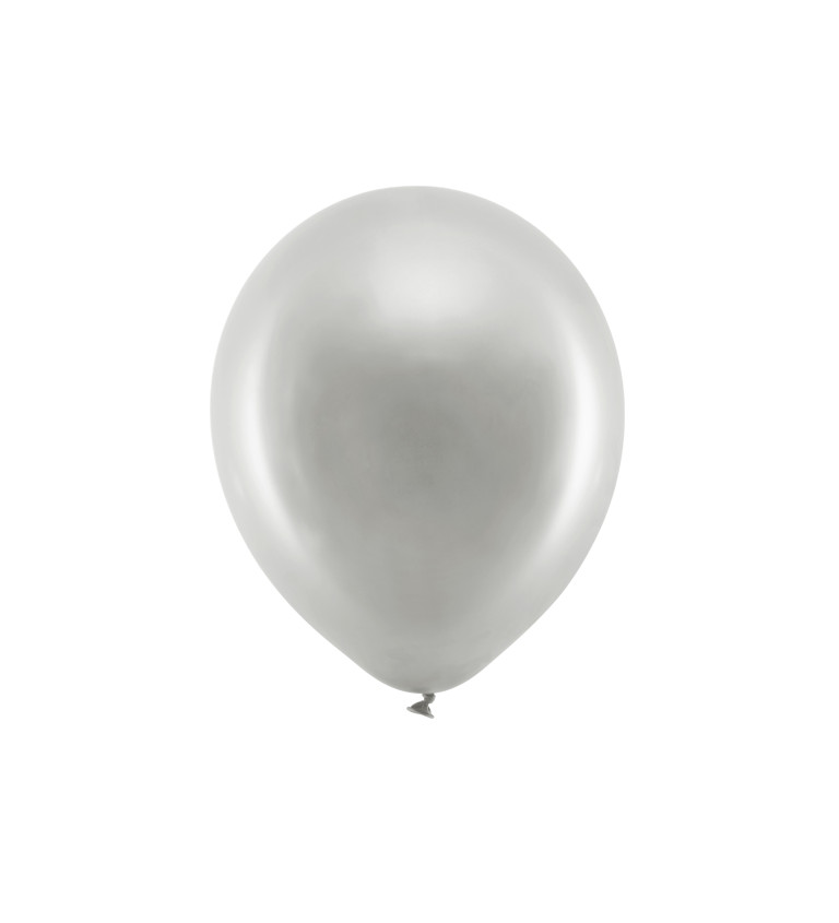 Latexové balónky 30 cm metalické, šedé, 10 ks