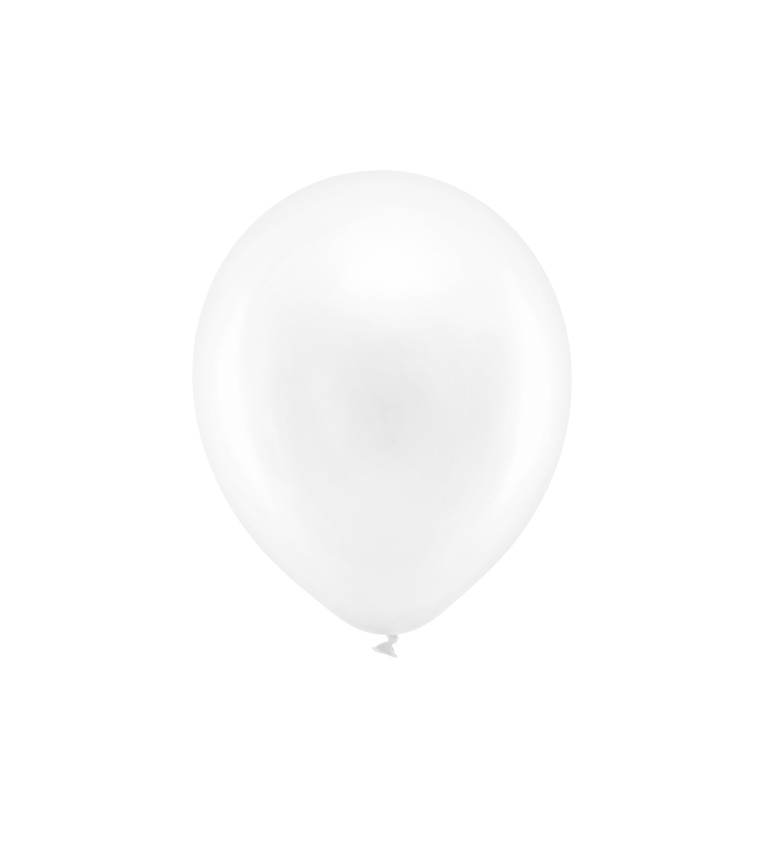 Latexové balónky 30 cm metalické, bílé, 10 ks